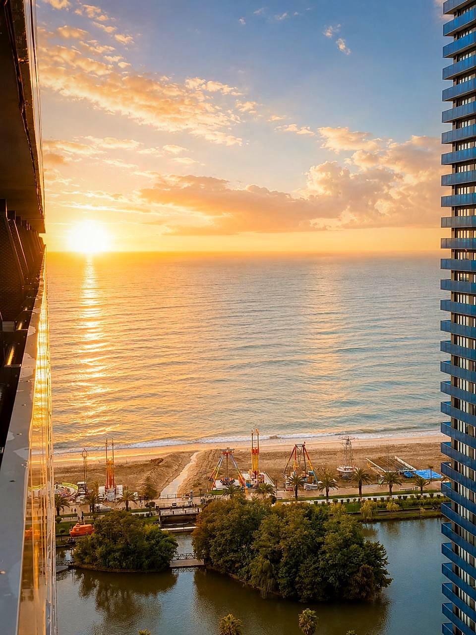 Sunset view from apartment window